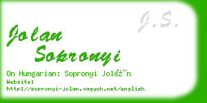 jolan sopronyi business card